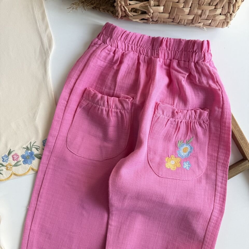 Muslin Kumas Pembe Takım 3-4 YAŞ