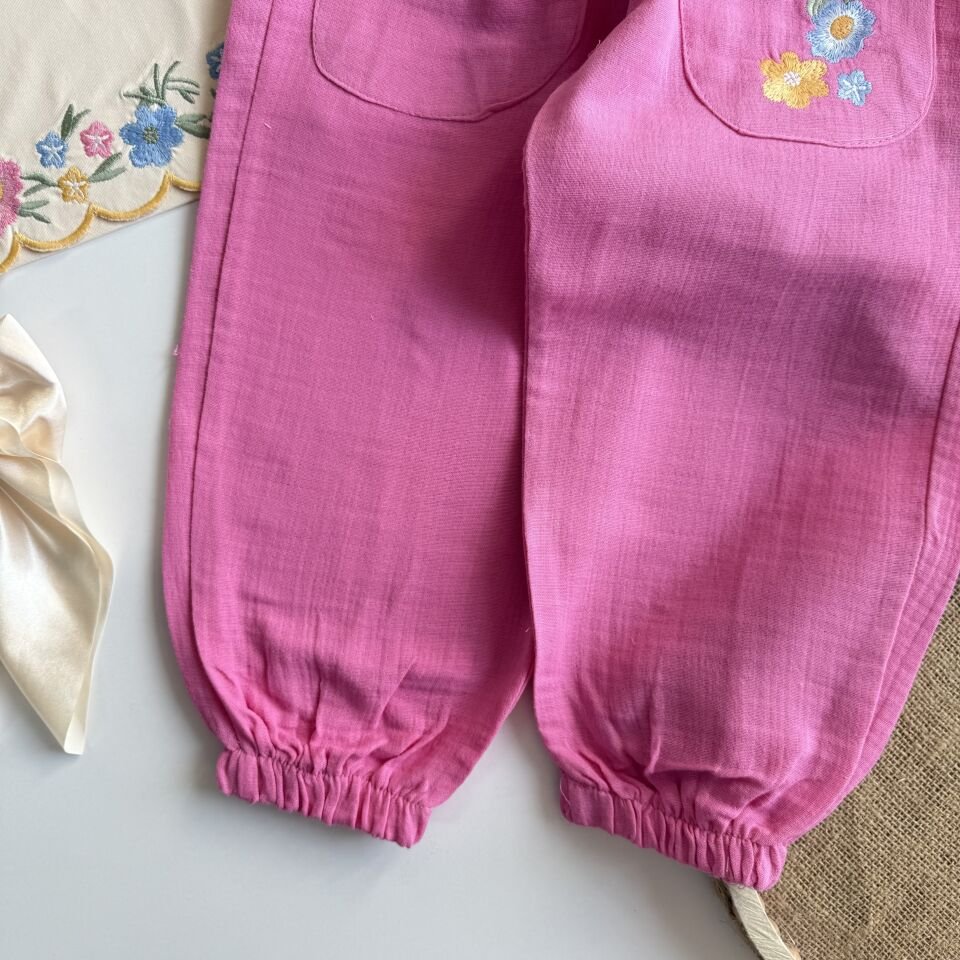 Muslin Kumas Pembe Takım 4-5 YAŞ