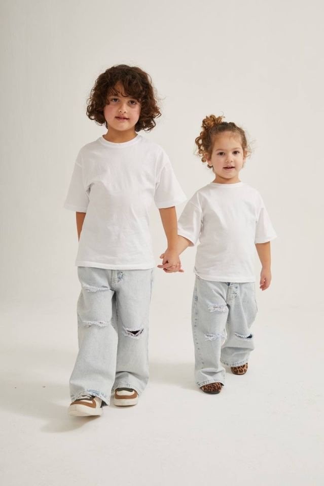 Unisex Yırtık Jean