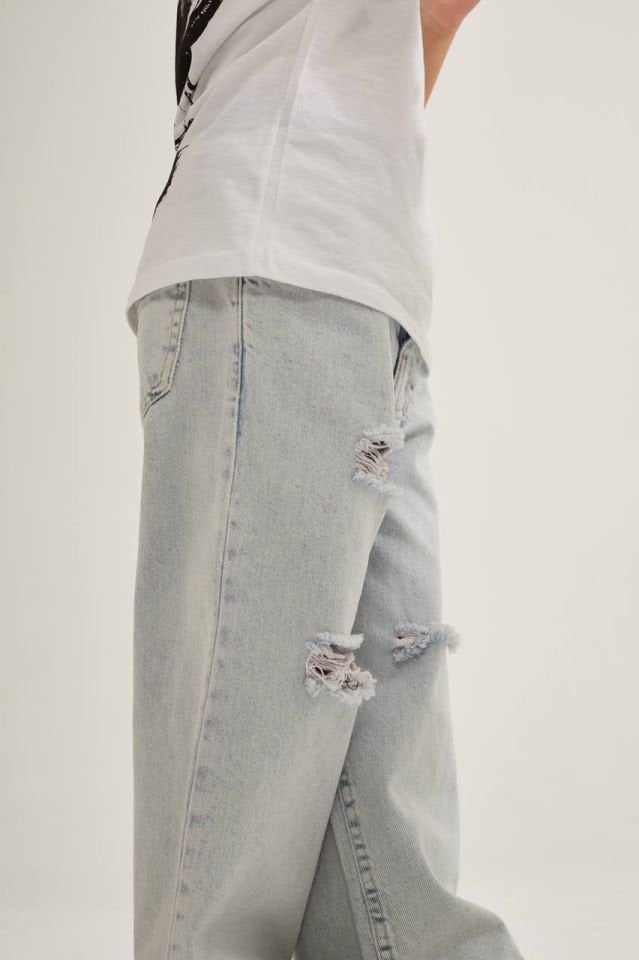 Unisex Yırtık Jean