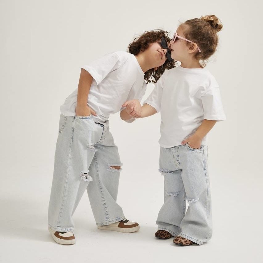 Unisex Yırtık Jean