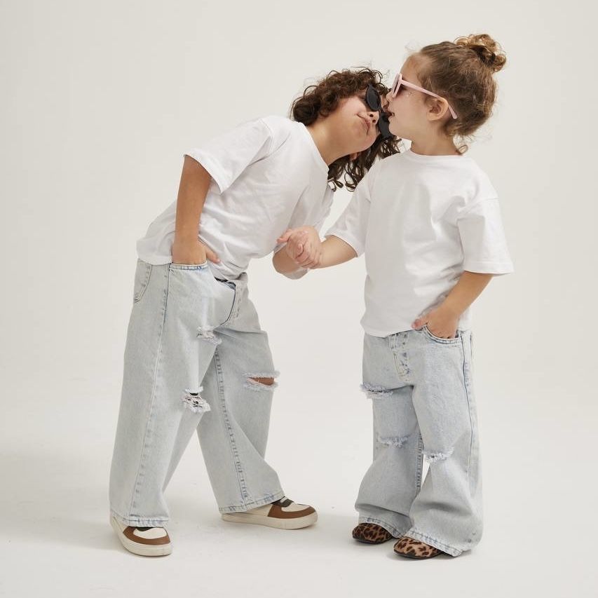Unisex Yırtık Jean