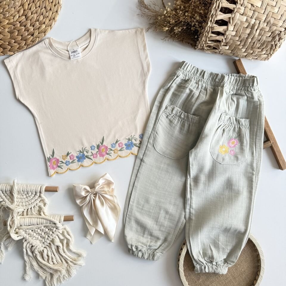 Muslin Kumas Mint Takım 9-10 YAŞ