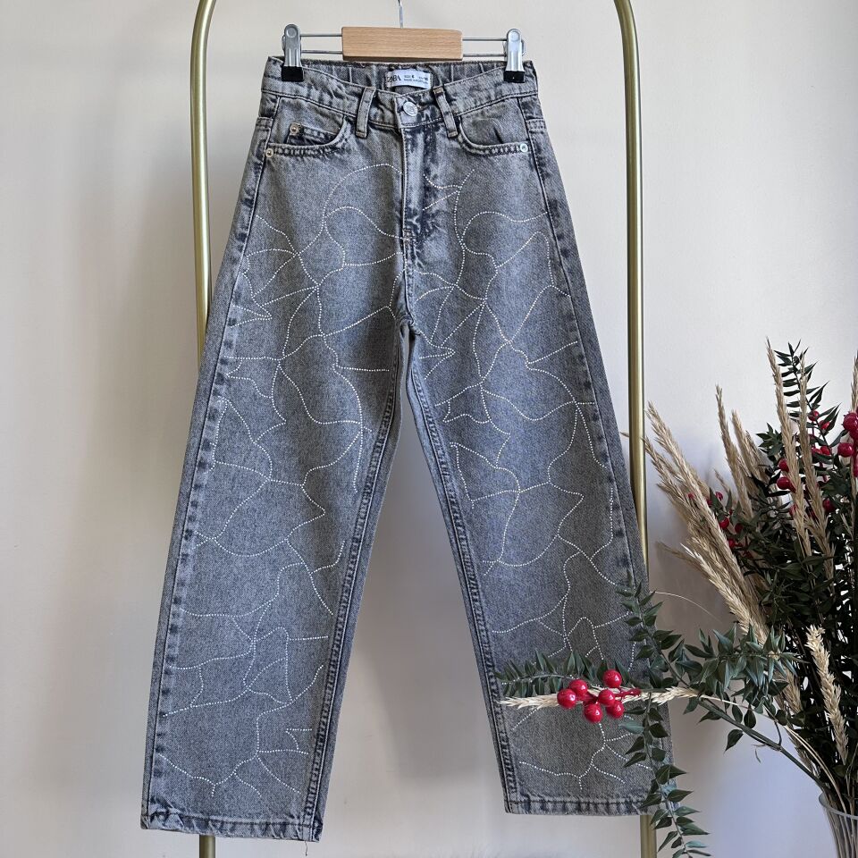 6-14 Taşlı Denim Jean