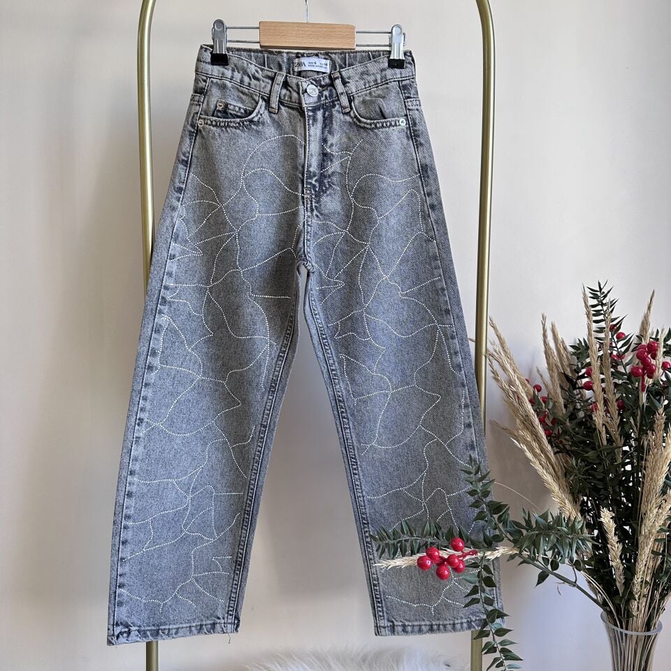6-14 Taşlı Denim Jean