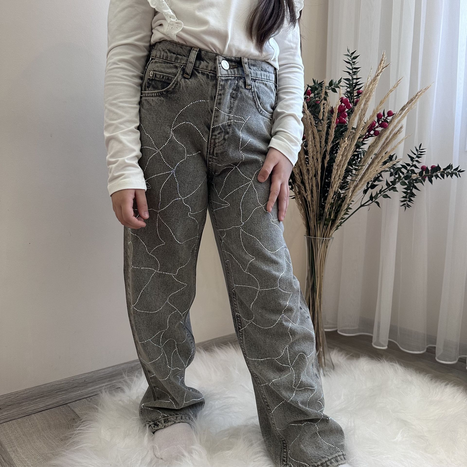 6-14 Taşlı Denim Jean