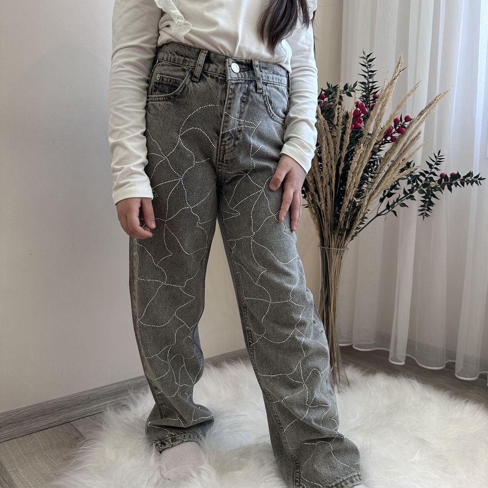 6-14 Taşlı Denim Jean