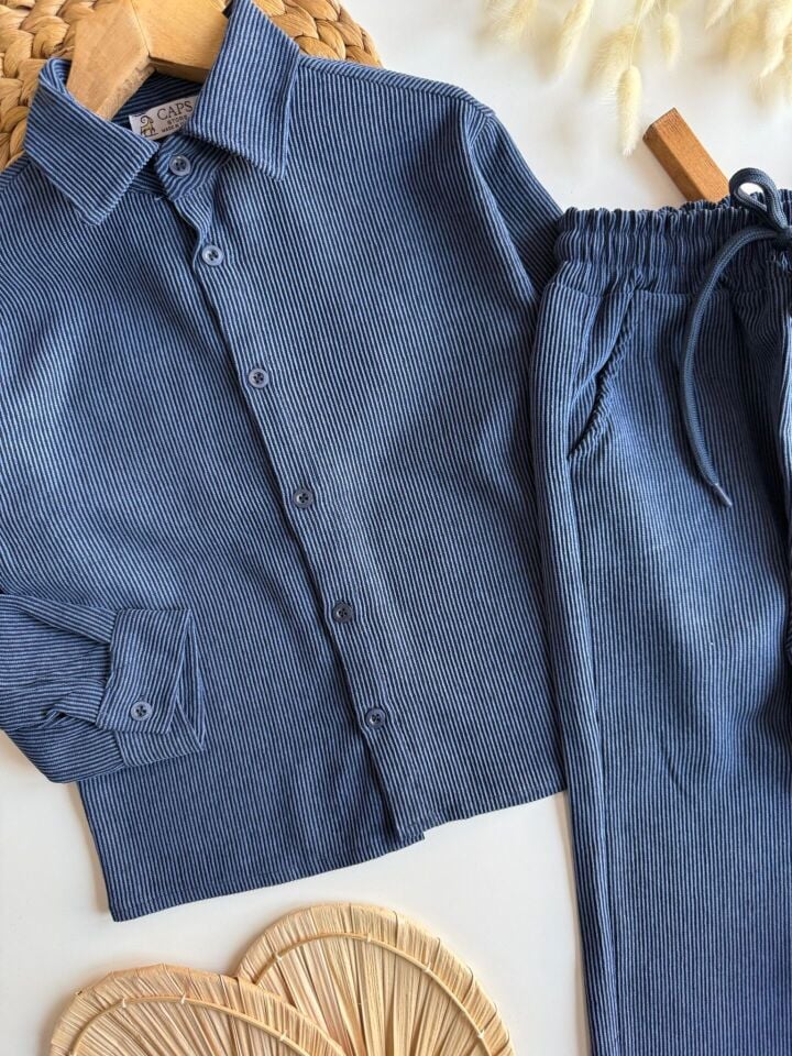 Kadife Lacivert Fitilli Takım 9-10 YAŞ