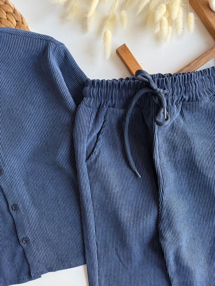 Kadife Lacivert Fitilli Takım 4-5 YAŞ