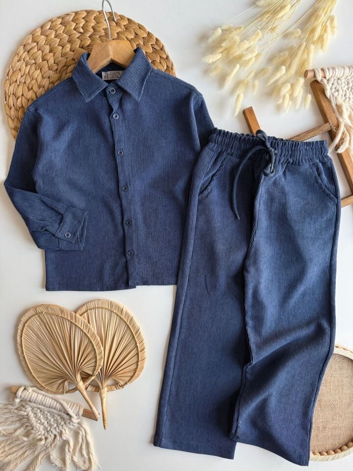 Kadife Lacivert Fitilli Takım 4-5 YAŞ