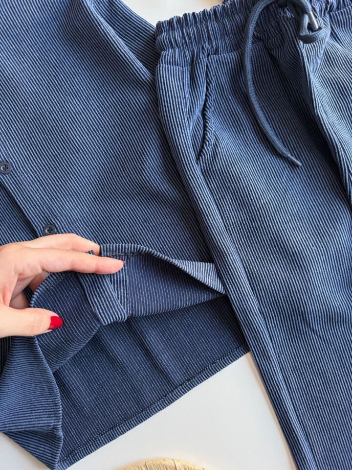 Kadife Lacivert Fitilli Takım 4-5 YAŞ