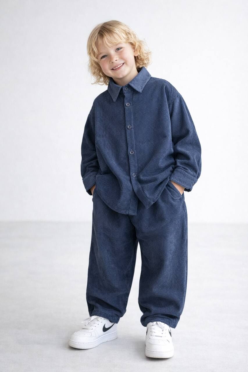 Kadife Lacivert Fitilli Takım 4-5 YAŞ