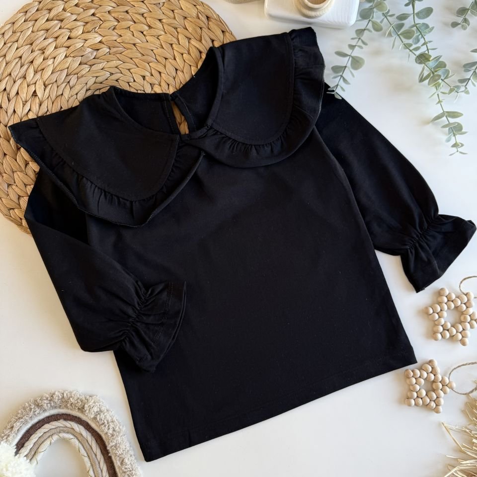 Siyah Bebe Yaka Bluz 5-6 YAŞ