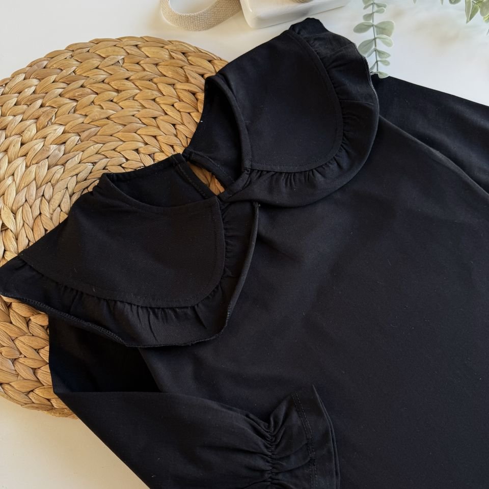 Siyah Bebe Yaka Bluz 5-6 YAŞ