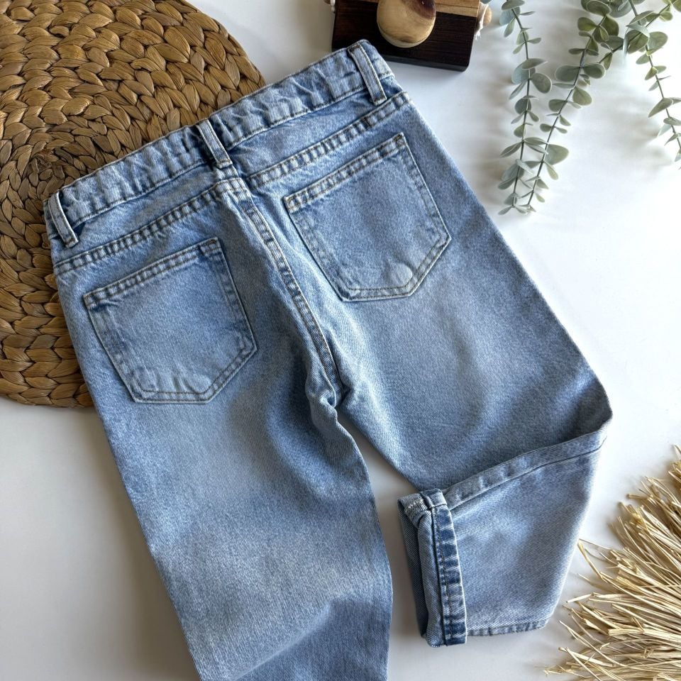 Denim Unisex Yırtık Paça Jean