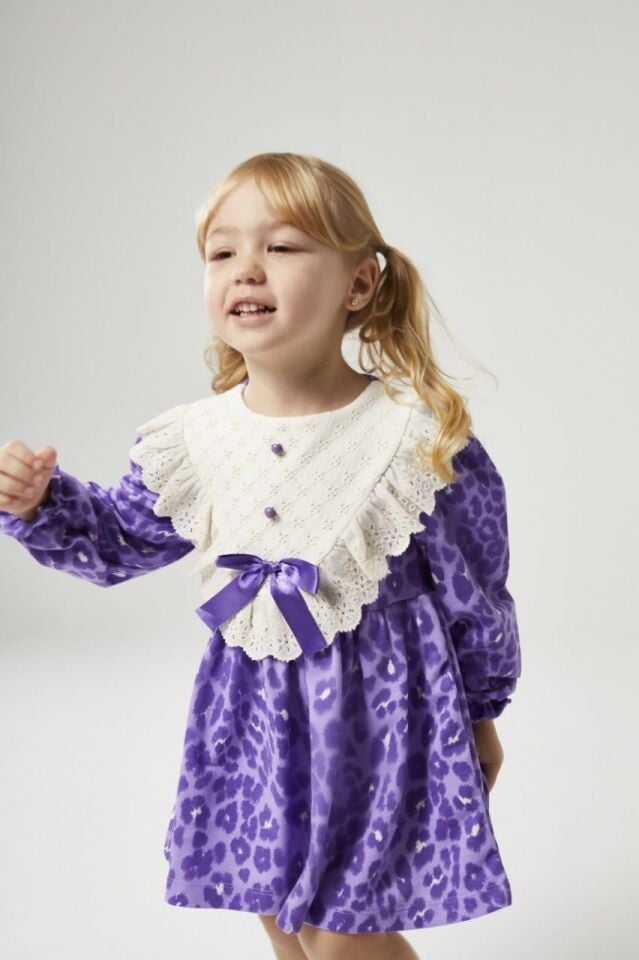 Leopar Mor Elbise 7-8 YAŞ