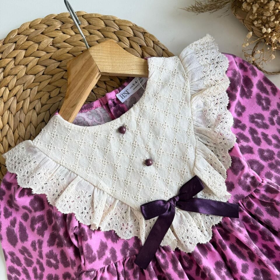 Leopar Pembe Elbise 3-4 YAŞ