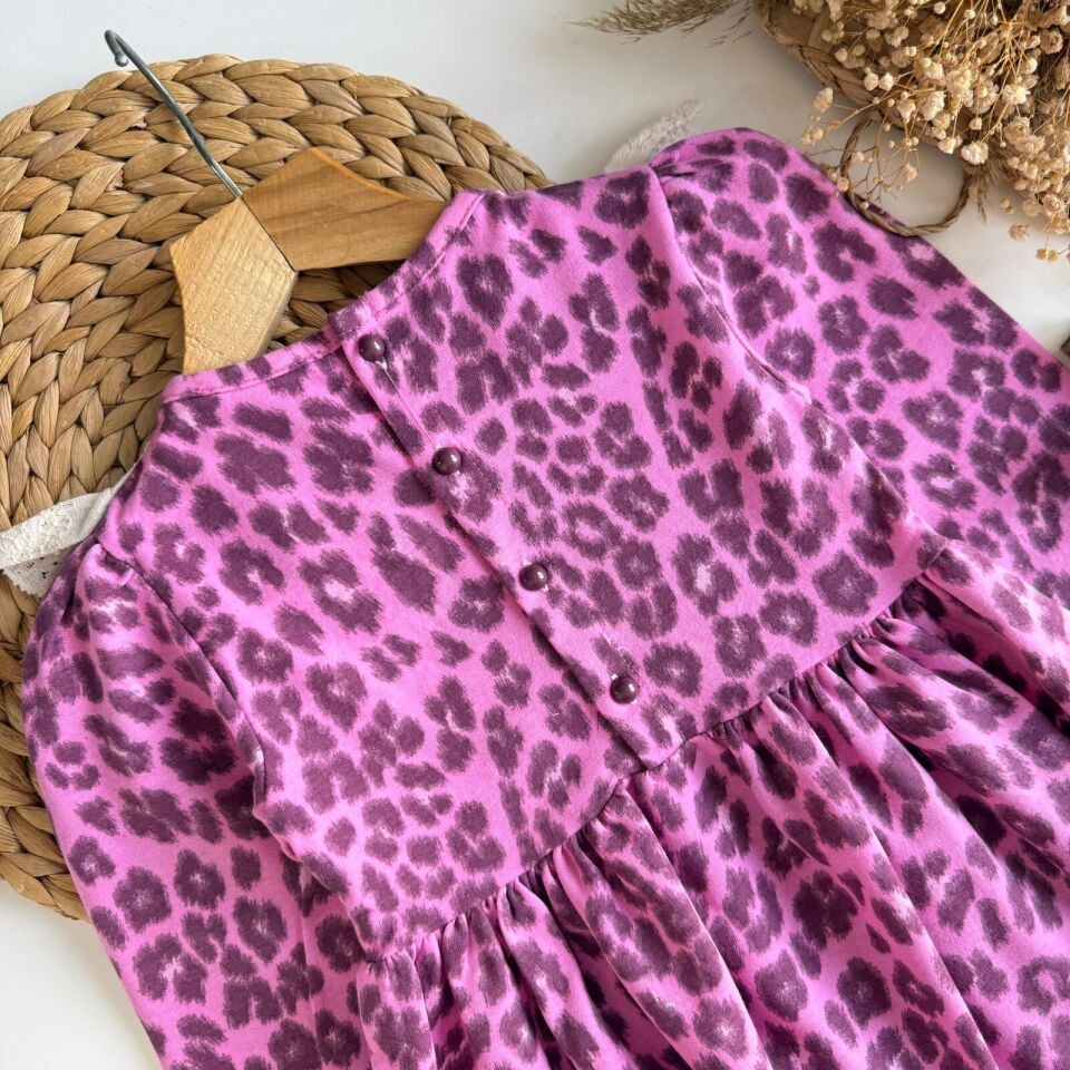 Leopar Pembe Elbise 3-4 YAŞ