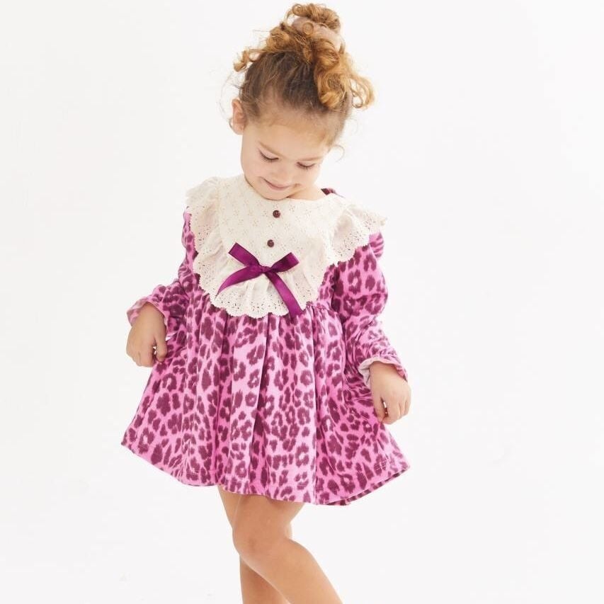 Leopar Pembe Elbise 3-4 YAŞ
