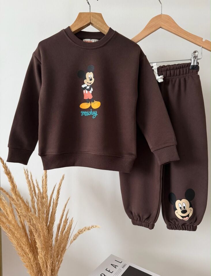 Mickey Baskılı Kahve Takım 7-8 YAŞ