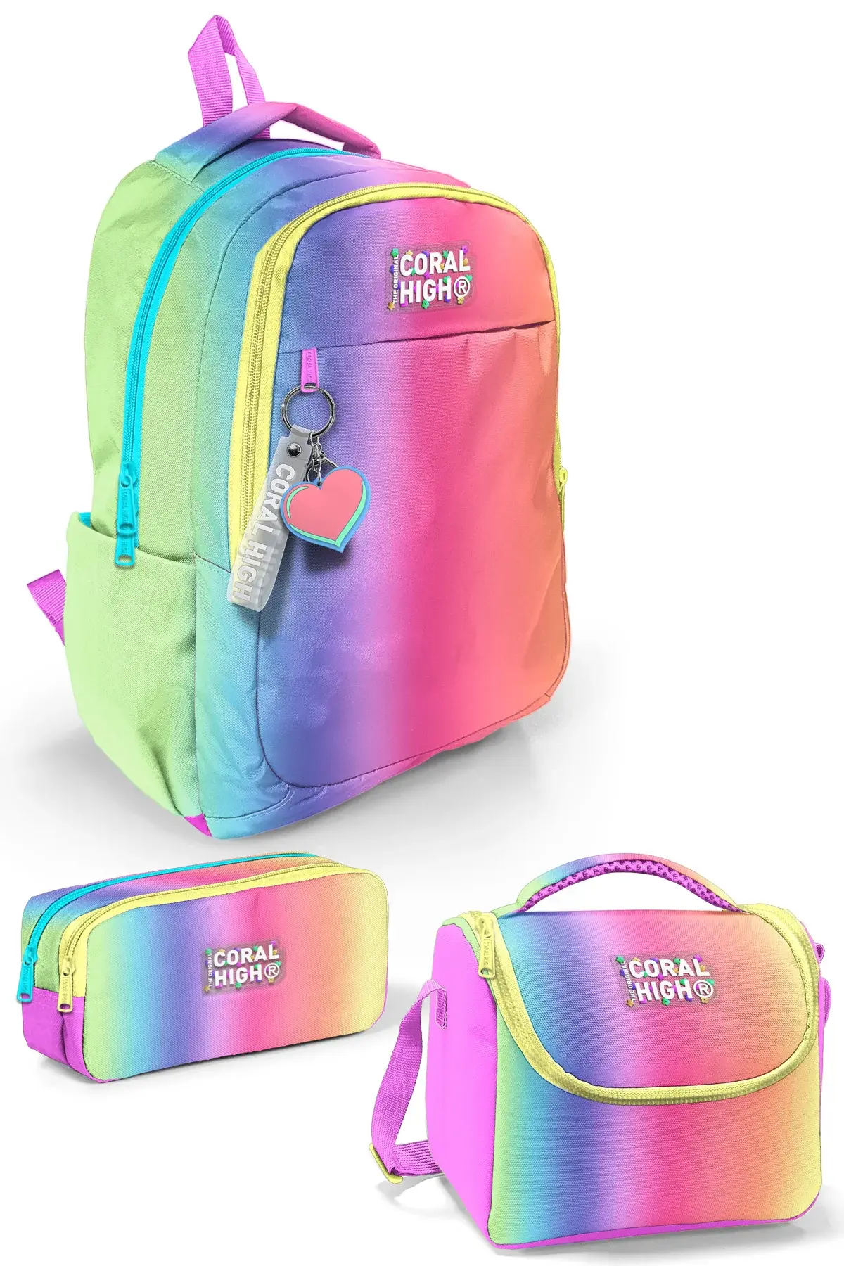 Coral High Kids Renk Geçişli Desenli 3’lü Okul Çanta Seti SET0123668 Adet