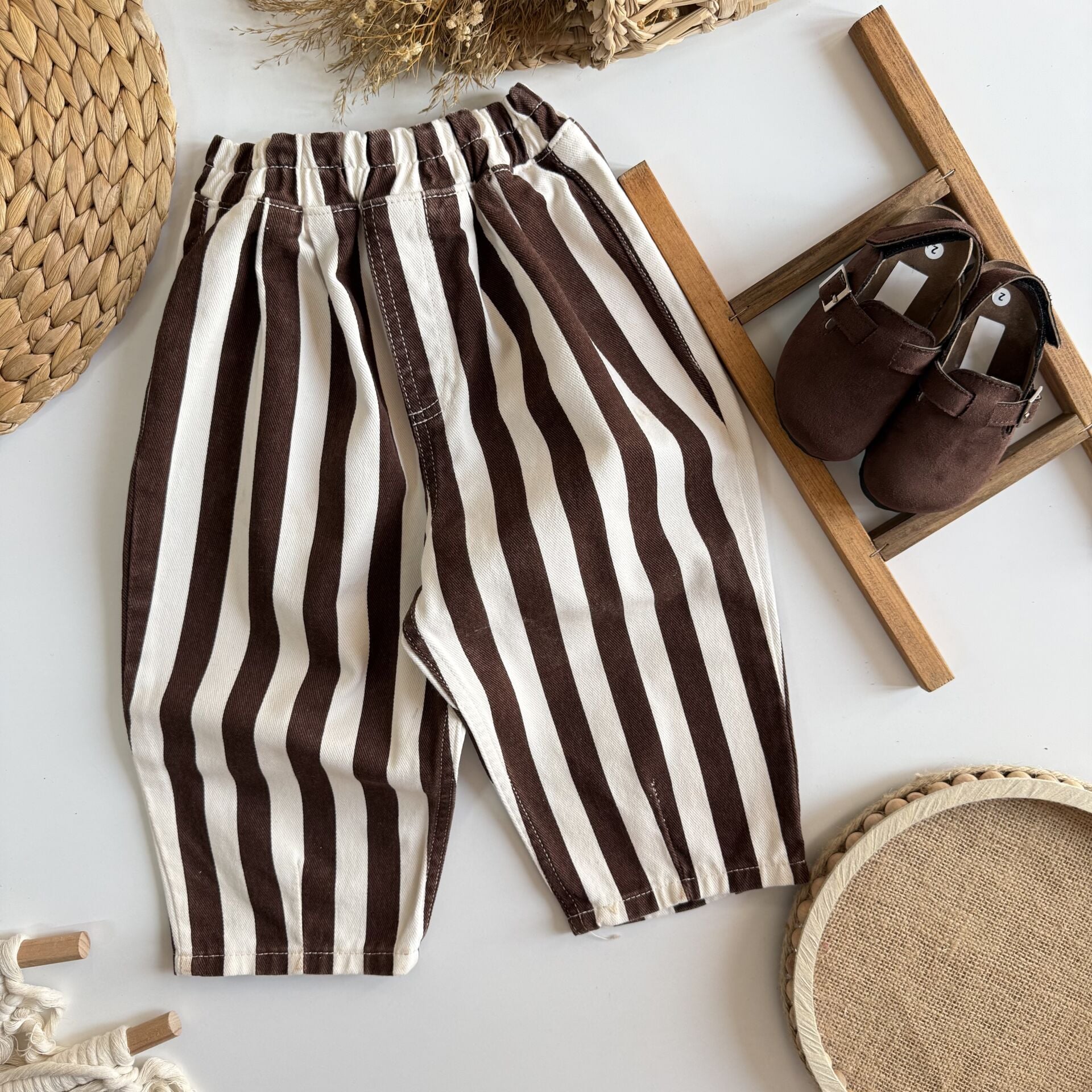 Laciel Paris Kahve Çizgili Pantolon 6-7 YAŞ