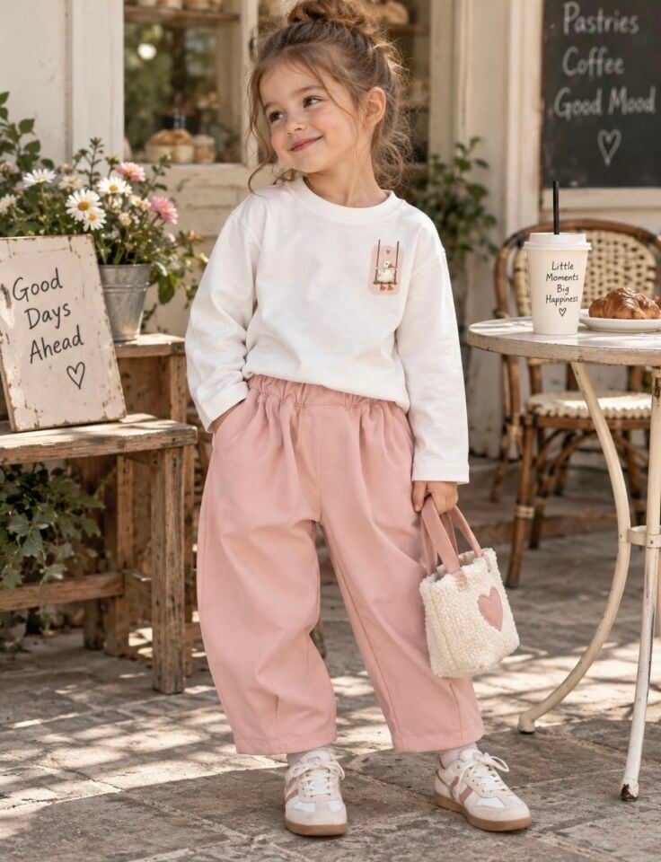 Gabardin Pantolonlu Ördek Desenli Takım 7-8 YAŞ