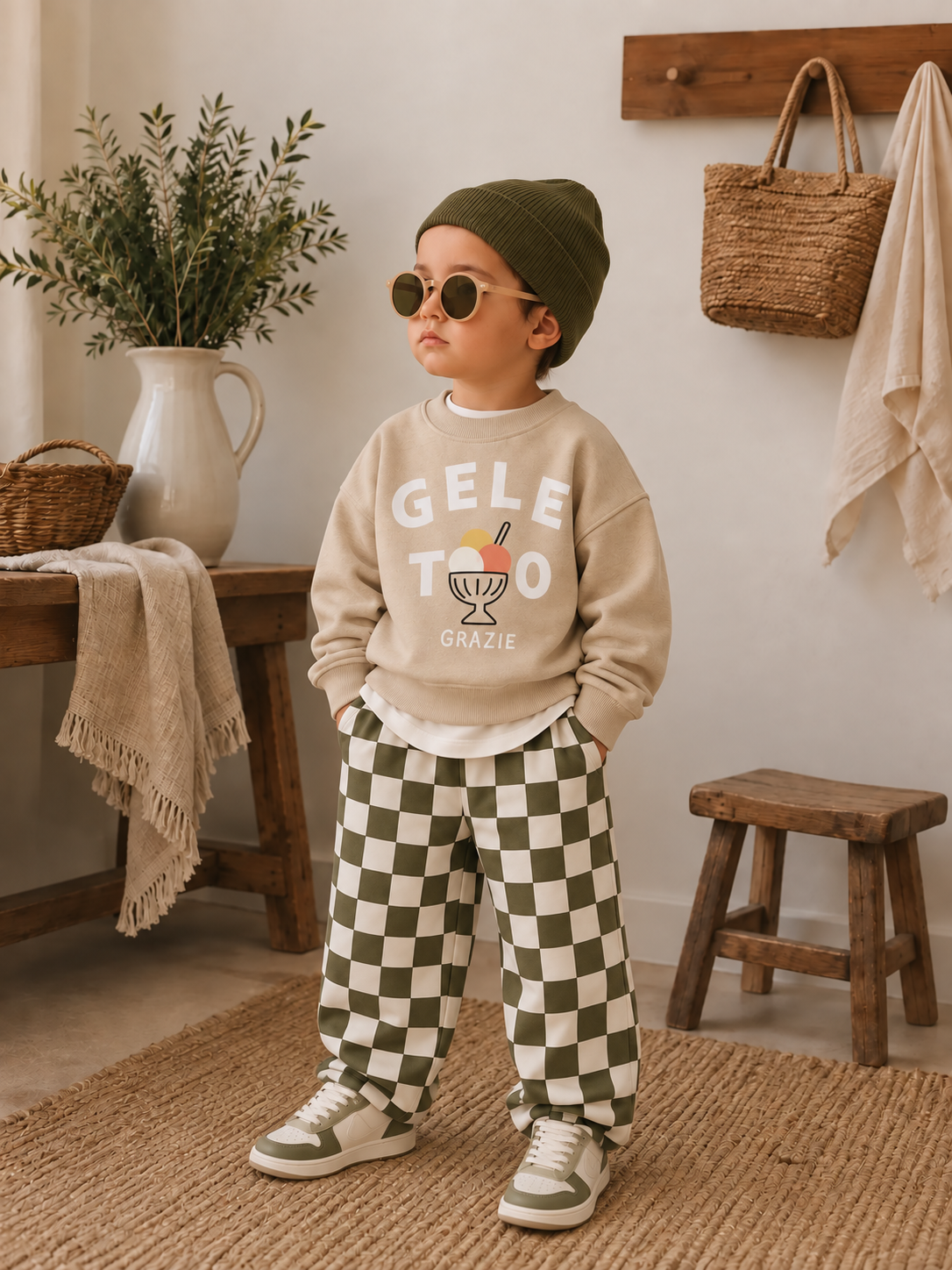 Gabardin Kareli Pantolon Takım 9-10 YAŞ