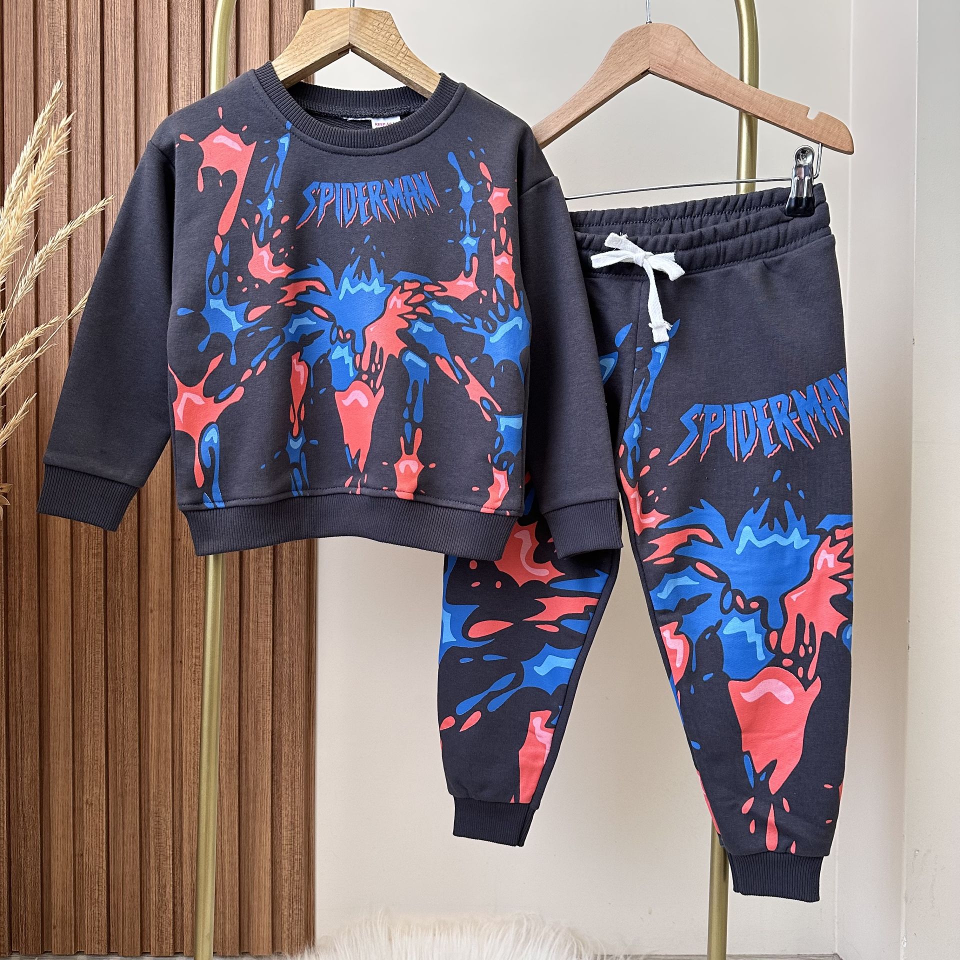 Antrasit Spiderman Baskılı Takım 2-3 YAŞ