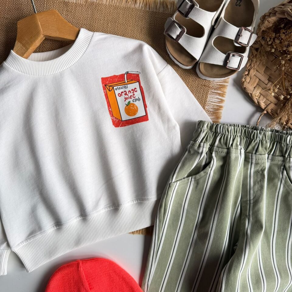 Portakala Çizgili Gabardin Pantolon Takım 9-10 YAŞ