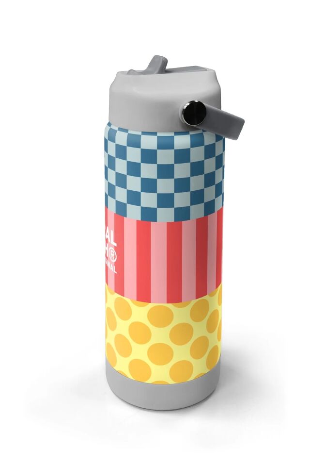 Coral High Çok Renkli Dama Çizgi Puantiye Desenli Katlanır Ağızlıklı Çelik Termos 650 ml 38304 Adet