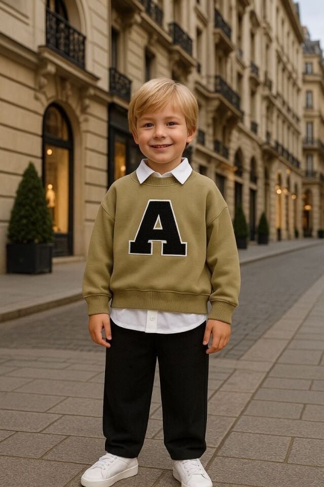 Yeşil Gömlek Detaylı Takım 9-10 YAŞ