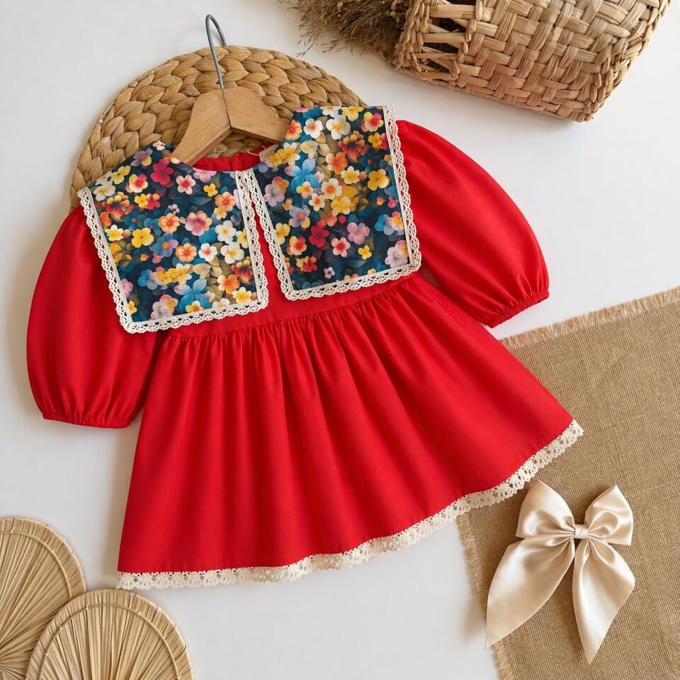 Bebe Yaka Elbise 7-8 YAŞ