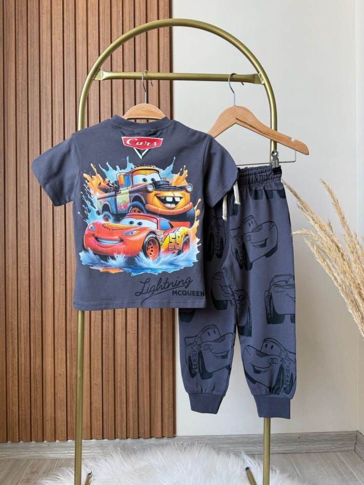 Cars Baskılı Antrasit Takım
