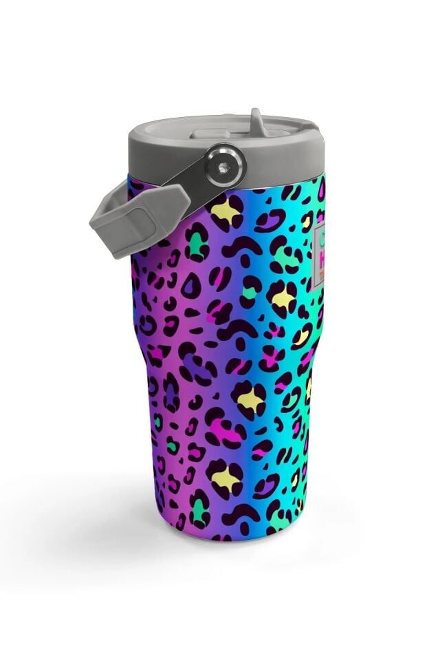 Coral High Renkli Leopar Desenli Katlanır Ağızlıklı Çelik Termos 600 ml 38911 Adet