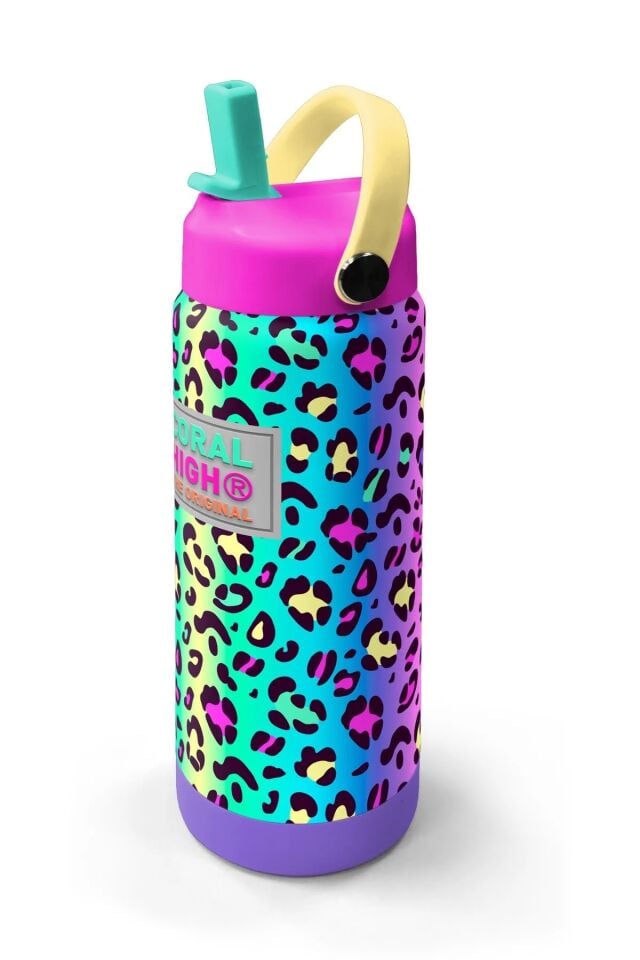 Coral High Renkli Leopar Desenli Katlanır Ağızlıklı Çelik Termos 650 ml 38380 Adet