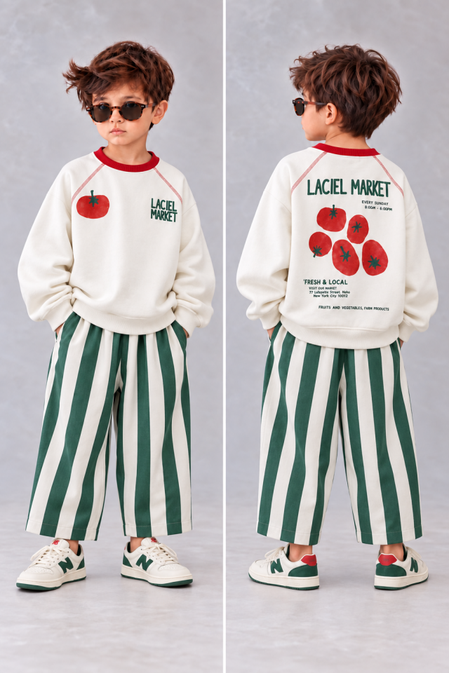 Laciel Paris Tomate Baskılı Gabardin Pantolonlu Takım 6-7 YAŞ