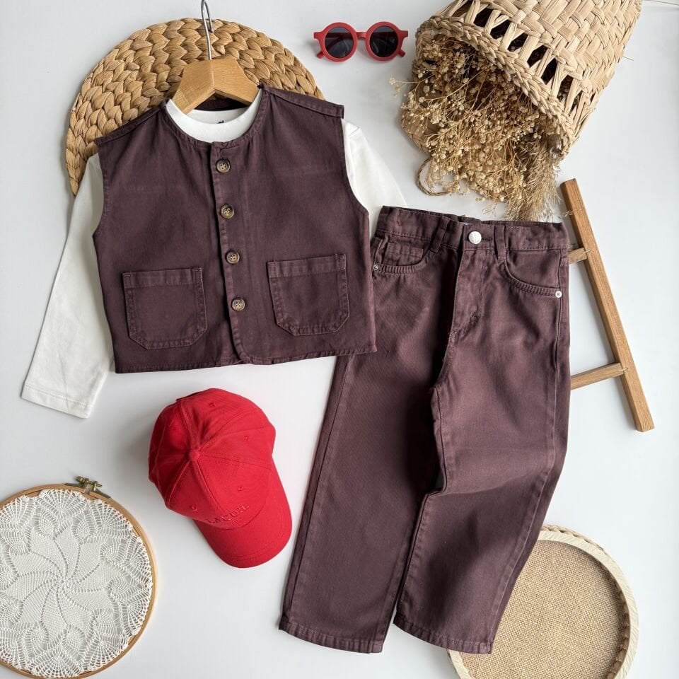 Yelekli Kahve Takım 9-10 YAŞ