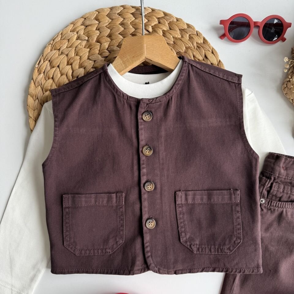 Yelekli Kahve Takım 9-10 YAŞ