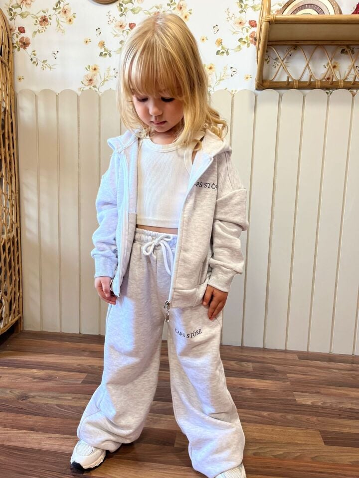 Unısex Fermuarlı Gri Takım 9-10 YAŞ