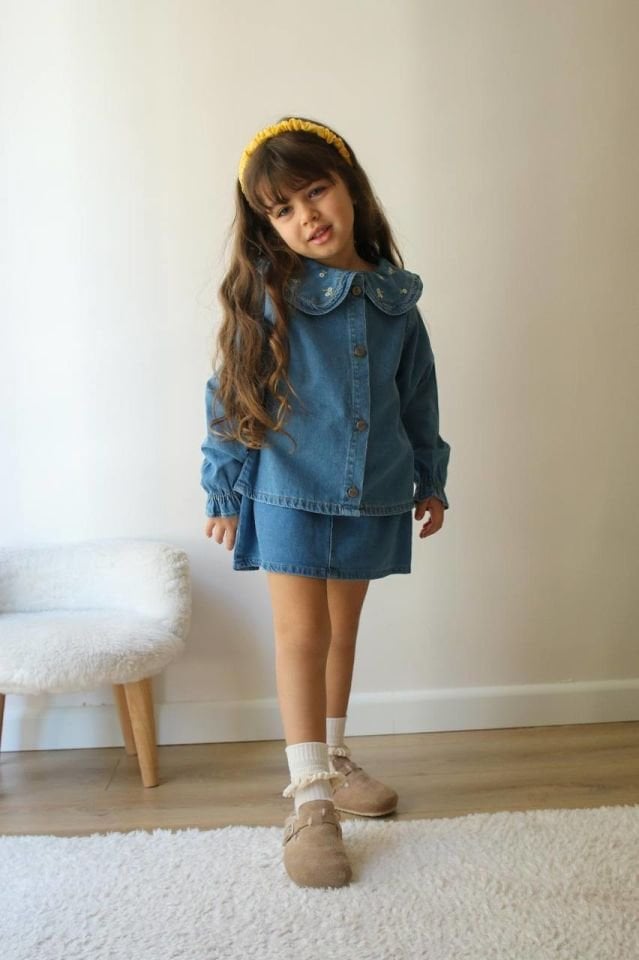 Denim Koyu Etekli Takım
