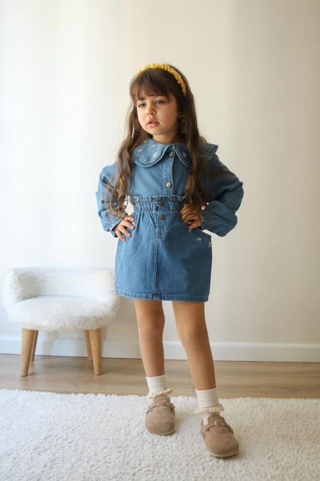 Denim Koyu Etekli Takım