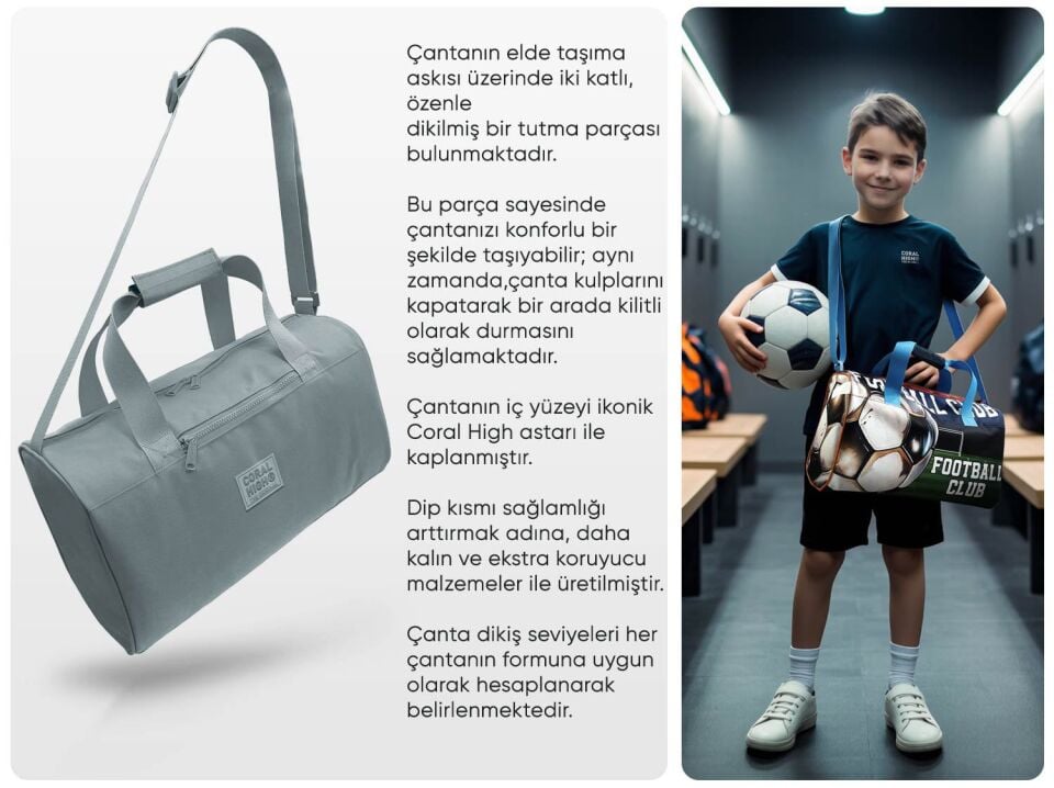 Coral High Turkuaz Pembe Çizgili Spor Çantası 27521 Adet