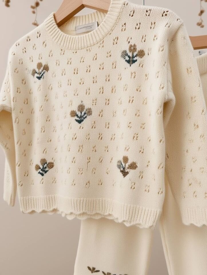 Triko Çicekli Takım 3-4 YAŞ