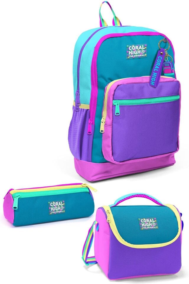 Coral High Kids Pembe Pastel Renkli 3’lü Okul Çanta Seti SET0123759 Adet