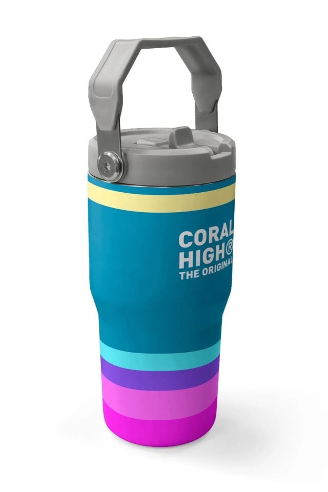 Coral High Renkli Çizgi Desenli Katlanır Ağızlıklı Çelik Termos 600 ml 38910 Adet
