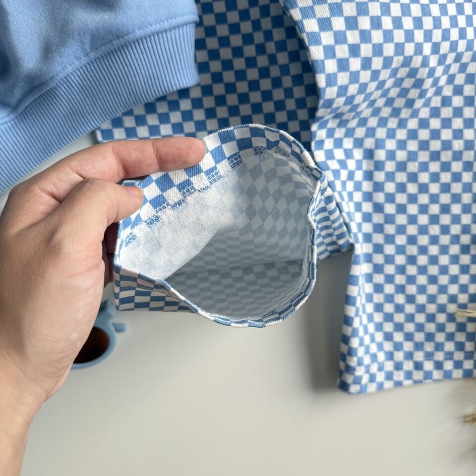Mavi Baskılı Süzene Takım
