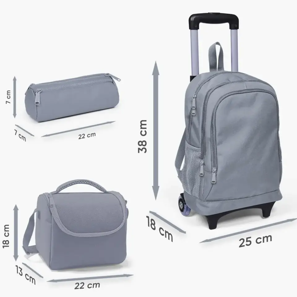 Coral High Kids Pembe Rengarenk Dondurma Desenli Çekçekli 3'lü Çanta Seti SET0123931 Adet
