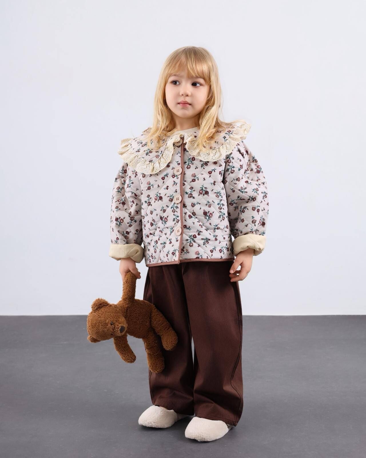 Kapitone Çicekli Ceket 9-10 YAŞ