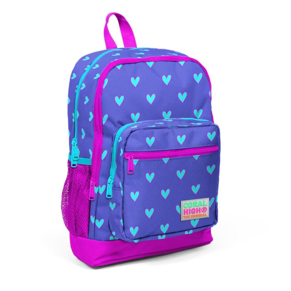Coral High Kids Lavanta Pembe Kalp Desenli 3’lü Okul Çanta Seti SET0123706 Adet